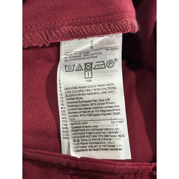 Gap Curvy Signature Skinny Ankle Pants Size 2 Burgundy - Picture 5 of 10